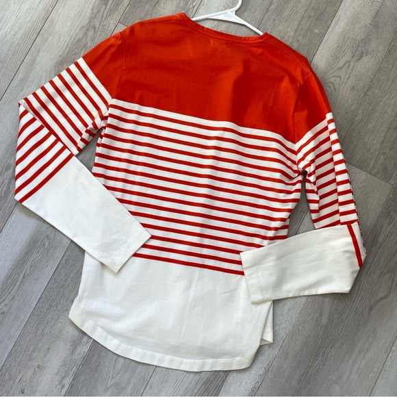 Orlebar Brown Striped Colorblock Long Sleeve Sweater Orange Cream (large) preppy - Picture 4 of 6